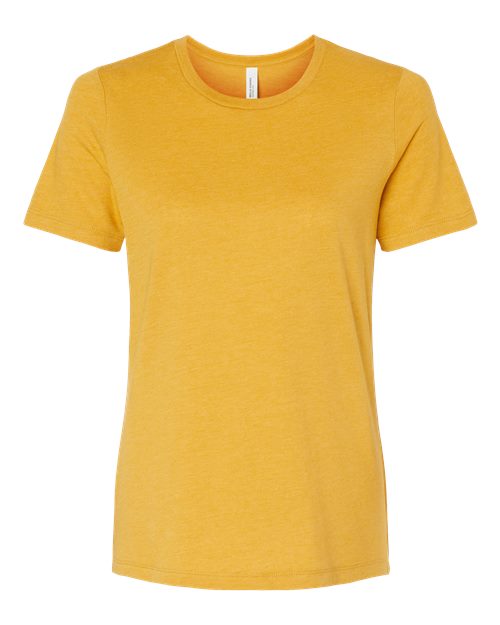Women’s Relaxed Fit Heather CVC Tee - Front - B20506343 - Heather Mustard