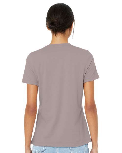 Women’s Relaxed Fit Heather CVC Tee - OnModelBack - B20506313 - Heather Pink Gravel