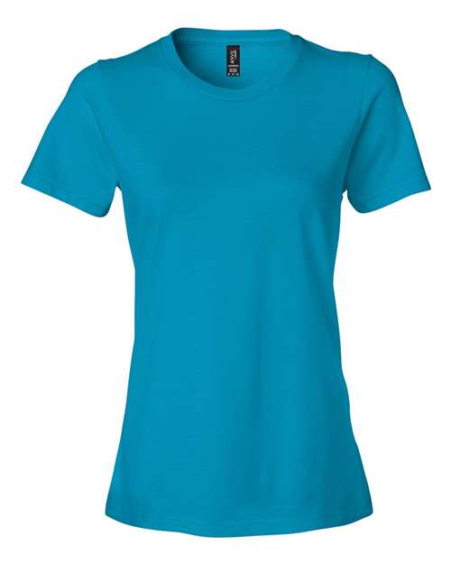 Women's Softstyle® Lightweight T-Shirt - Front - B50360256 - Caribbean Blue
