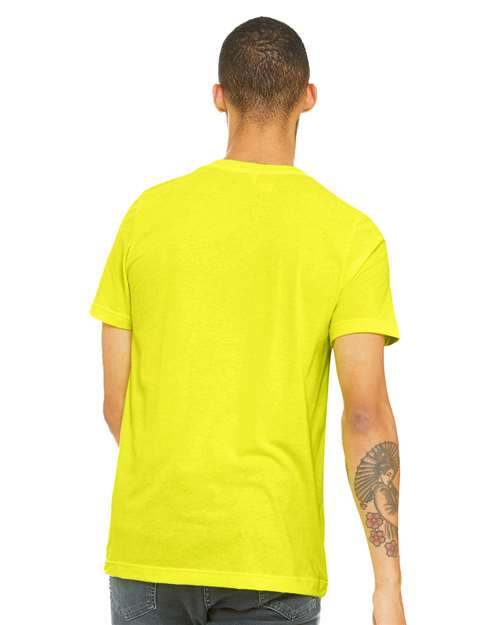 Heather CVC V-Neck Tee - OnModelBack - B03506052 - Neon Yellow