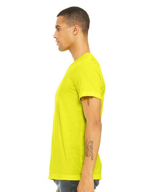 Heather CVC V-Neck Tee - OnModelSide - B03506052 - Neon Yellow