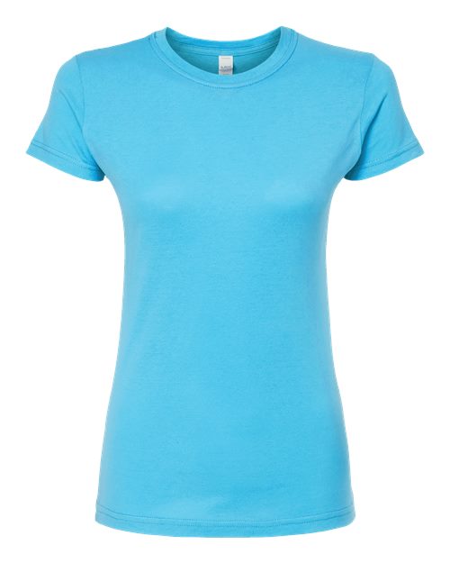 Women's Fine Jersey Slim Fit T-Shirt - Front - B20159042 - Aqua