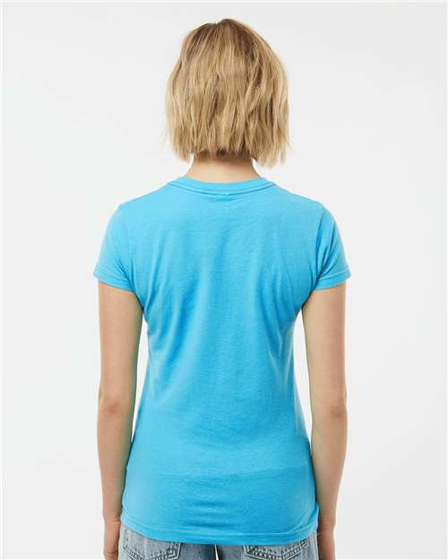Women's Fine Jersey Slim Fit T-Shirt - OnModelBack - B20159042 - Aqua