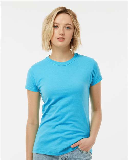 Women's Fine Jersey Slim Fit T-Shirt - OnModelFront - B20159042 - Aqua