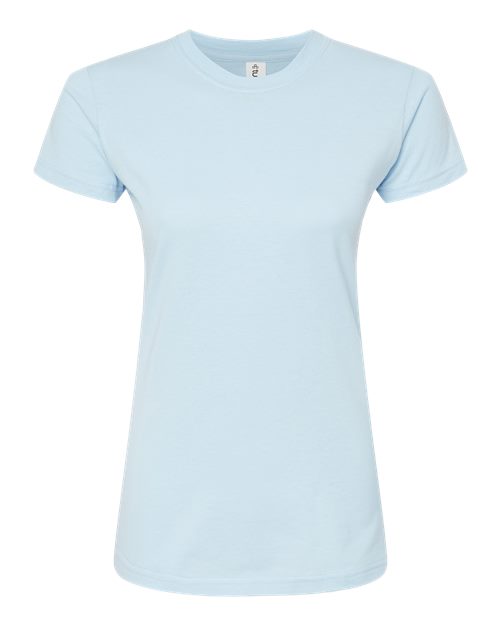 Women's Fine Jersey Slim Fit T-Shirt - Front - B20159252 - Baby Blue