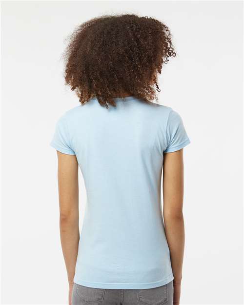 Women's Fine Jersey Slim Fit T-Shirt - OnModelBack - B20159252 - Baby Blue