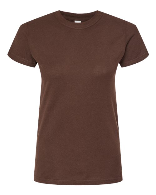 Women's Fine Jersey Slim Fit T-Shirt - Front - B20159602 - Brown