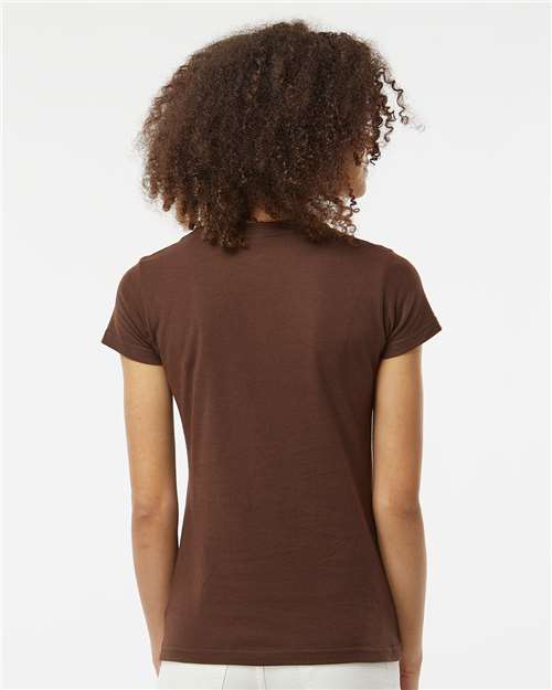 Women's Fine Jersey Slim Fit T-Shirt - OnModelBack - B20159602 - Brown