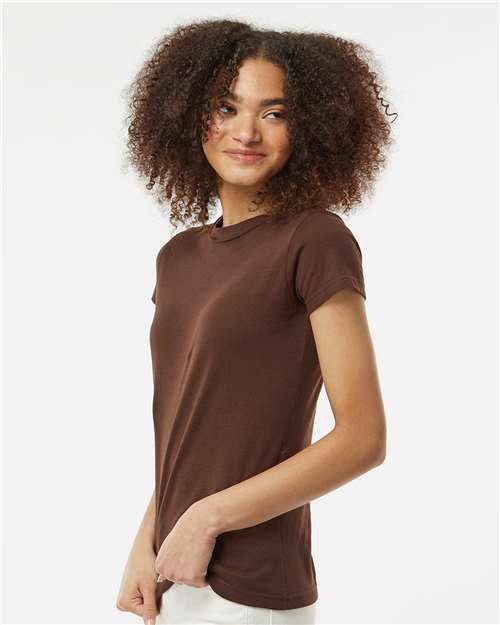 Women's Fine Jersey Slim Fit T-Shirt - OnModelSide - B20159602 - Brown