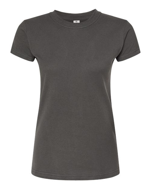 Women's Fine Jersey Slim Fit T-Shirt - Front - B20159592 - Charcoal