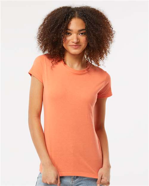 Women's Fine Jersey Slim Fit T-Shirt - OnModelFront - B20159272 - Coral