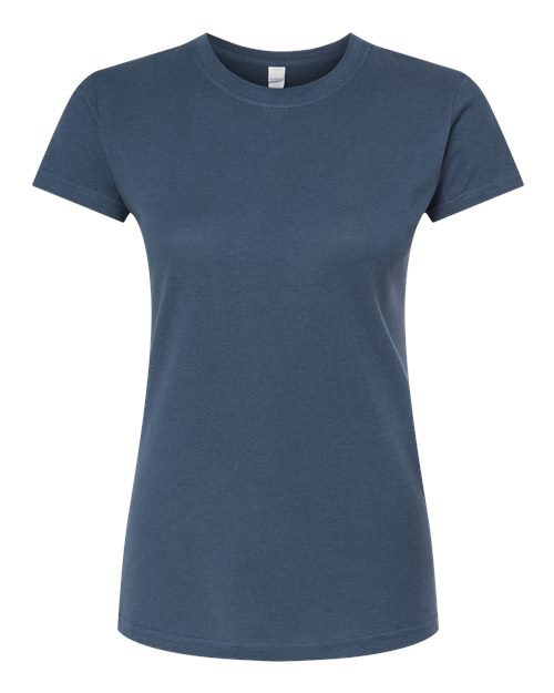 Women's Fine Jersey Slim Fit T-Shirt - Front - B20159682 - Indigo