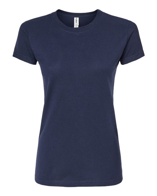Women's Fine Jersey Slim Fit T-Shirt - Front - B20159652 - Navy