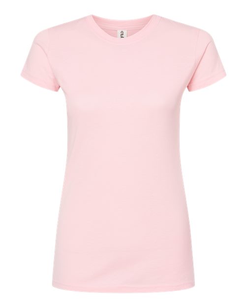 Women's Fine Jersey Slim Fit T-Shirt - Front - B20159122 - Pink