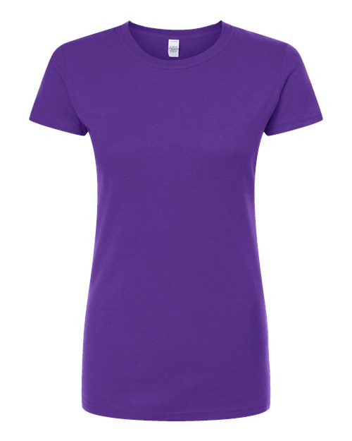 Women's Fine Jersey Slim Fit T-Shirt - Front - B20159672 - Purple