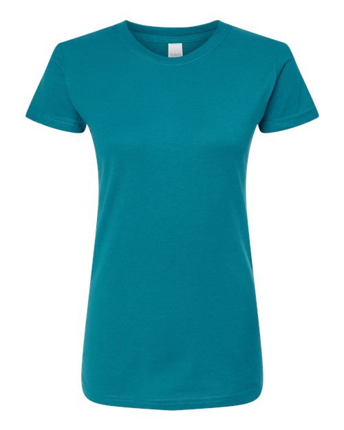 Women's Fine Jersey Slim Fit T-Shirt - Front - B20159142 - Teal