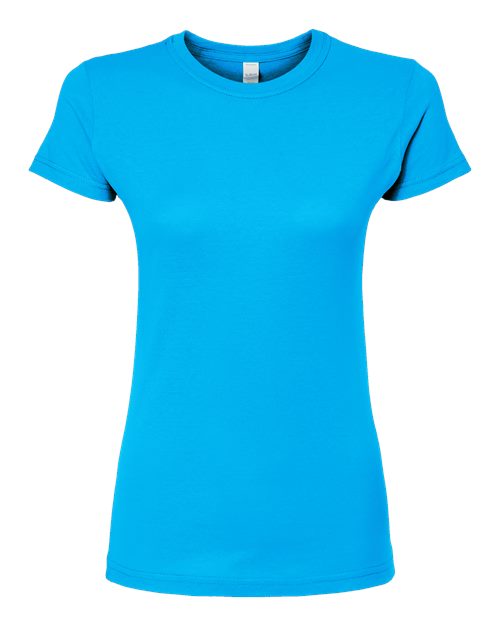 Women's Fine Jersey Slim Fit T-Shirt - Front - B20159782 - Turquoise