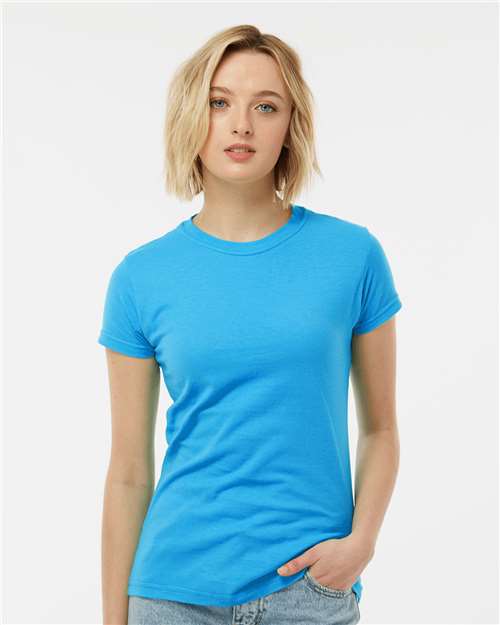 Women's Fine Jersey Slim Fit T-Shirt - OnModelFront - B20159782 - Turquoise