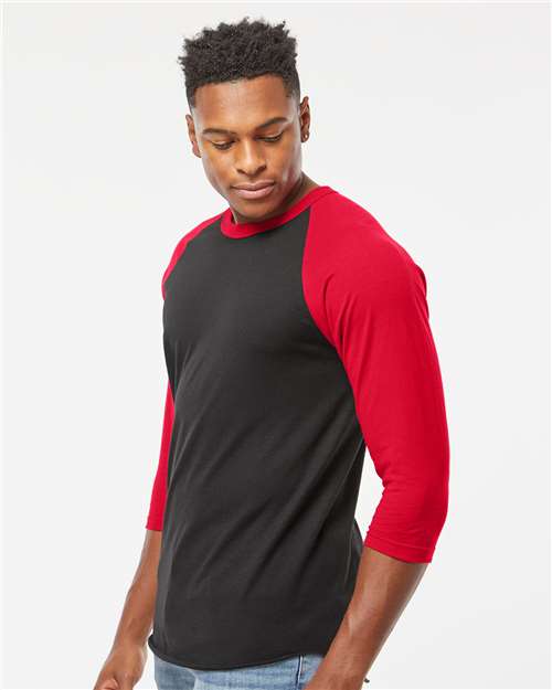 Fine Jersey Raglan T-Shirt - OnModelSide - B30359702 - Black/ Red