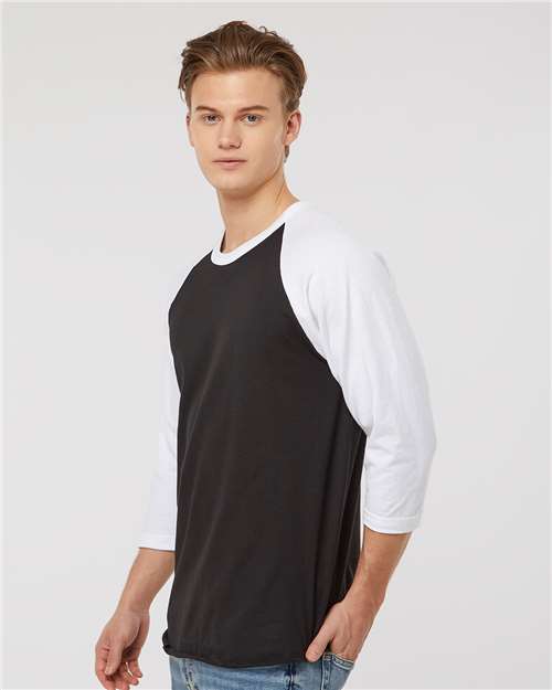 Fine Jersey Raglan T-Shirt - OnModelSide - B30359002 - Black/ White