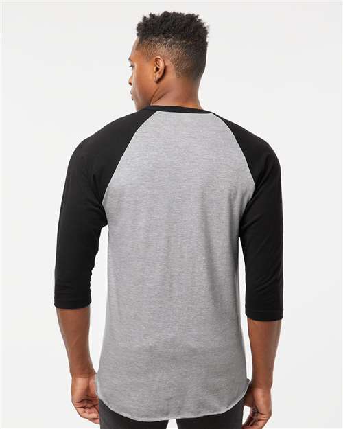Fine Jersey Raglan T-Shirt - OnModelBack - B30359092 - Heather Grey/ Black