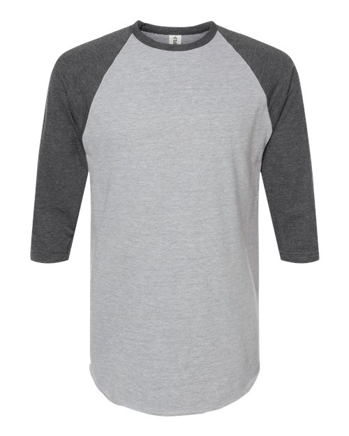 Fine Jersey Raglan T-Shirt - Front - B30359102 - Heather Grey/ Heather Charcoal