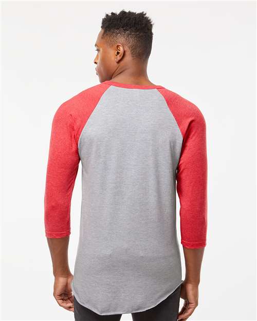 Fine Jersey Raglan T-Shirt - OnModelBack - B30359112 - Heather Grey/ Heather Red