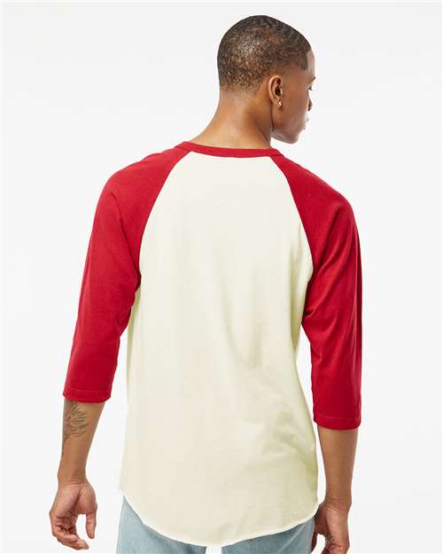 Fine Jersey Raglan T-Shirt - OnModelBack - B30359242 - Vintage White/ Rio Red