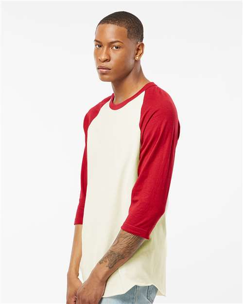 Fine Jersey Raglan T-Shirt - OnModelSide - B30359242 - Vintage White/ Rio Red
