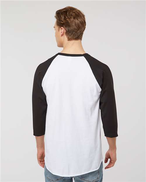 Fine Jersey Raglan T-Shirt - OnModelBack - B30359152 - White/ Black