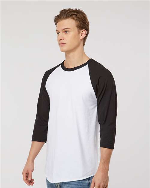 Fine Jersey Raglan T-Shirt - OnModelSide - B30359152 - White/ Black