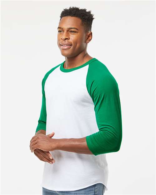Fine Jersey Raglan T-Shirt - OnModelSide - B30359182 - White/ Kelly