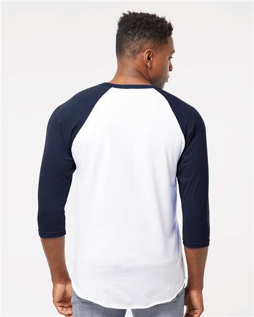 Fine Jersey Raglan T-Shirt - OnModelBack - B30359192 - White/ Navy