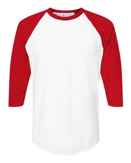 Fine Jersey Raglan T-Shirt - Front - B30359202 - White/ Red