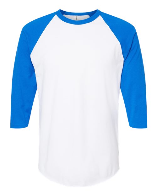 Fine Jersey Raglan T-Shirt - Front - B30359752 - White/ Royal
