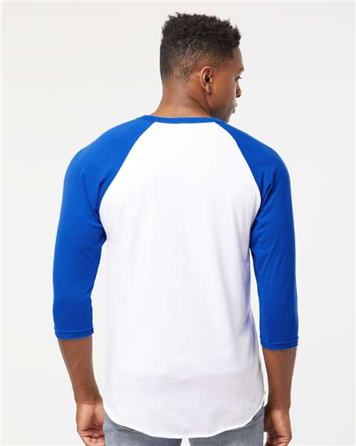Fine Jersey Raglan T-Shirt - OnModelBack - B30359752 - White/ Royal