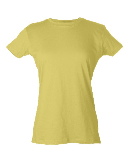 Women's Fine Jersey Slim Fit T-Shirt - Front - B20159412 - Lemon