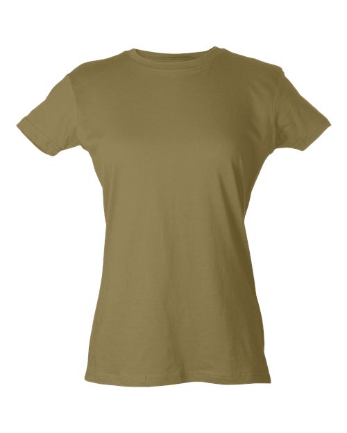 Women's Fine Jersey Slim Fit T-Shirt - Front - B20159733 - Sand (disc)