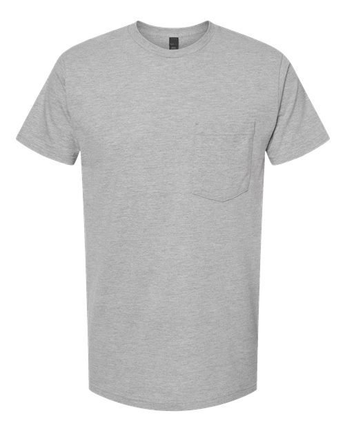 Heavyweight Jersey Pocket T-Shirt - Front - B31159093 - Heather Grey