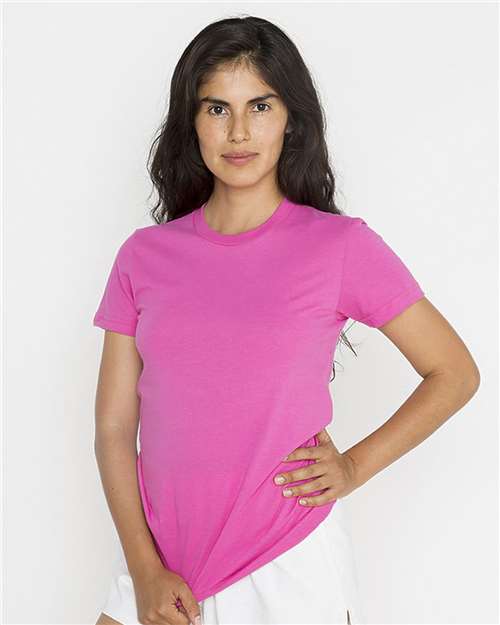 USA-Made Women's Fine Jersey T-Shirt - OnModelFront - B10663697 - Fuchsia