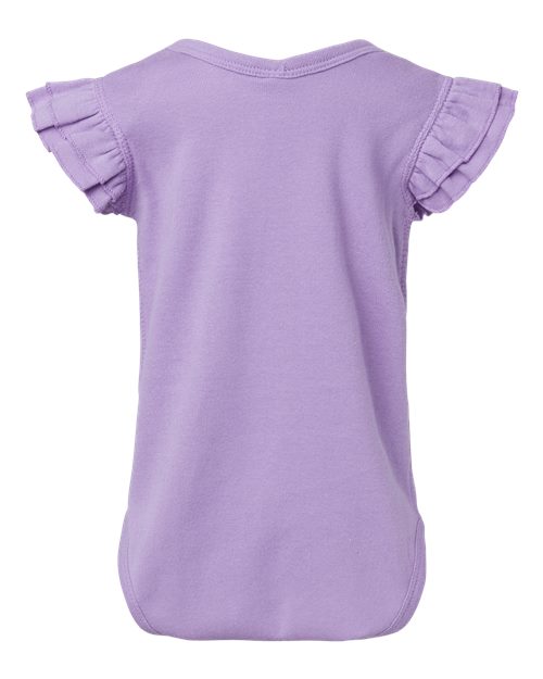 Infant Flutter Sleeve Baby Rib Bodysuit - Back - B07138802 - Lavender