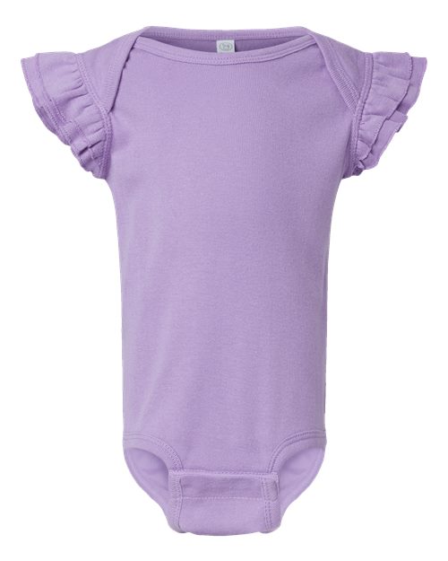 Infant Flutter Sleeve Baby Rib Bodysuit - Front - B07138804 - Lavender
