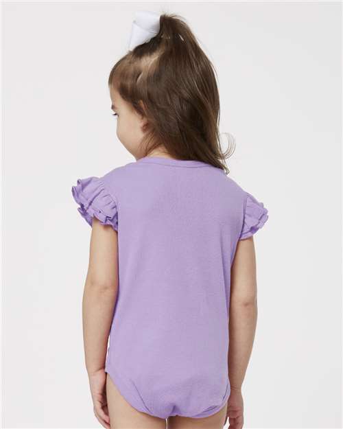 Infant Flutter Sleeve Baby Rib Bodysuit - OnModelBack - B07138804 - Lavender