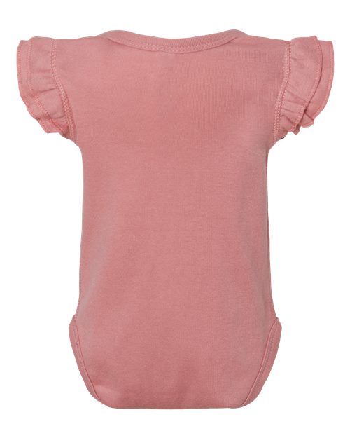 Infant Flutter Sleeve Baby Rib Bodysuit - Back - B07138272 - Mauvelous