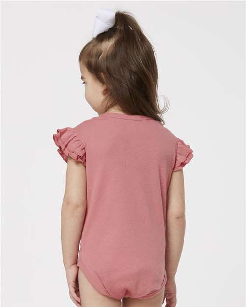 Infant Flutter Sleeve Baby Rib Bodysuit - OnModelBack - B07138273 - Mauvelous