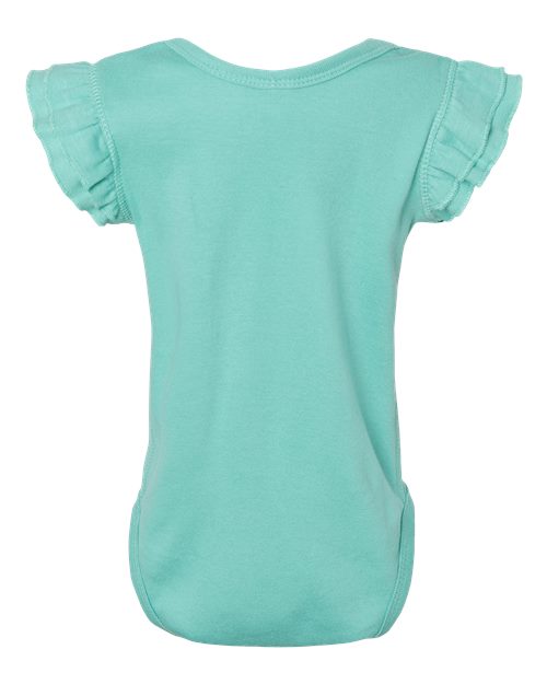 Infant Flutter Sleeve Baby Rib Bodysuit - Back - B07138812 - Saltwater
