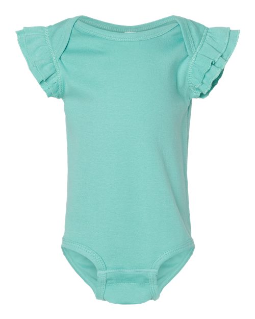 Infant Flutter Sleeve Baby Rib Bodysuit - Front - B07138813 - Saltwater