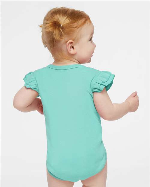 Infant Flutter Sleeve Baby Rib Bodysuit - OnModelBack - B07138813 - Saltwater