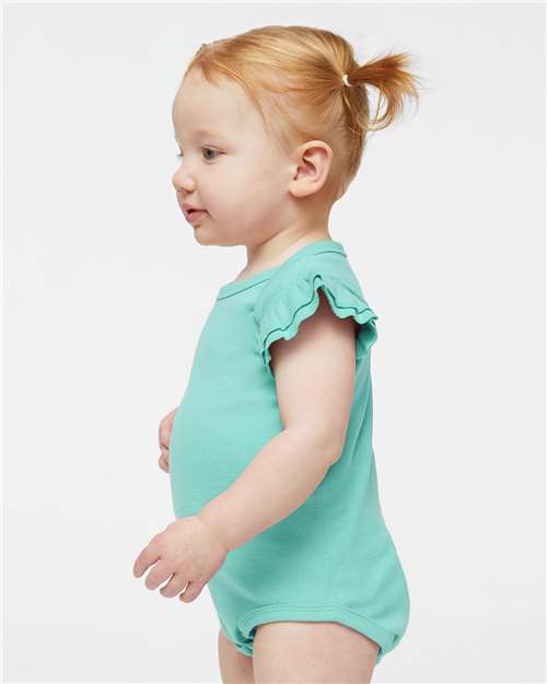 Infant Flutter Sleeve Baby Rib Bodysuit - OnModelSide - B07138813 - Saltwater