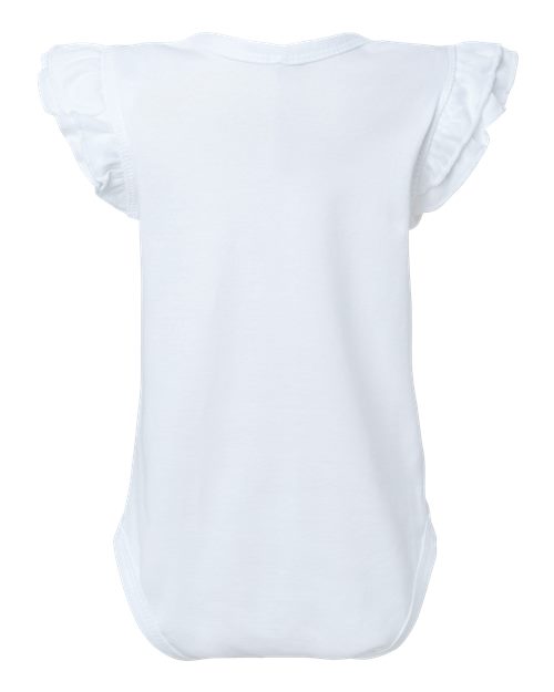 Infant Flutter Sleeve Baby Rib Bodysuit - Back - B07138002 - White